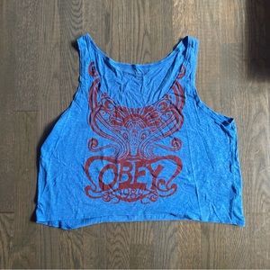 Obey Cropped Tank Top - Size Small